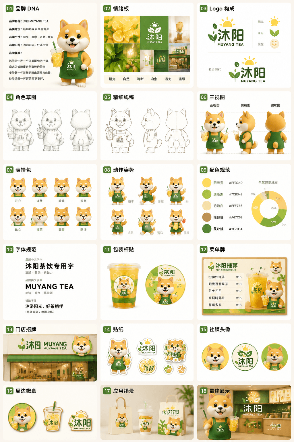 奶茶店吉祥物品牌识别设计板 example