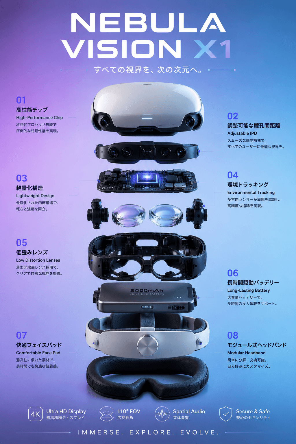 VR 头显爆炸结构科技海报 example