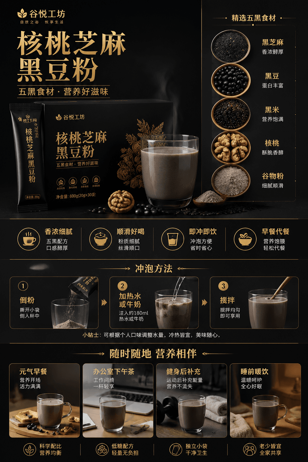 黑金谷物粉电商详情主图 example
